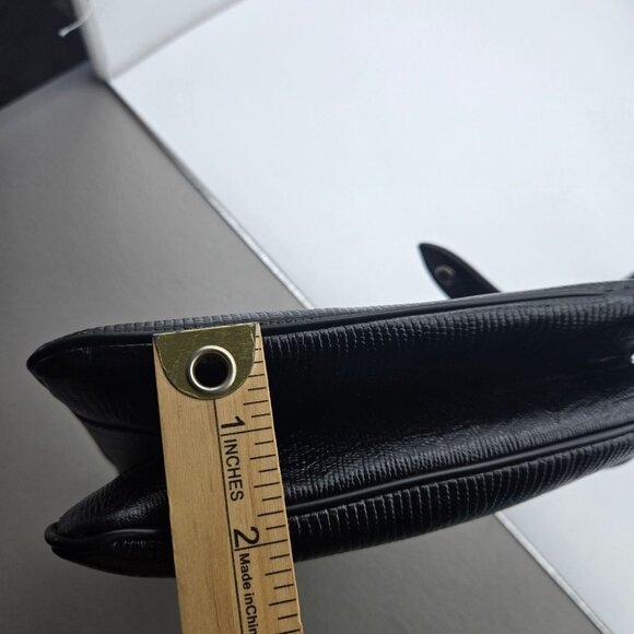 Vintage Black Faux Croc Embossed Shoulder Bag Lady Like Old Money - Picture 9 of 12